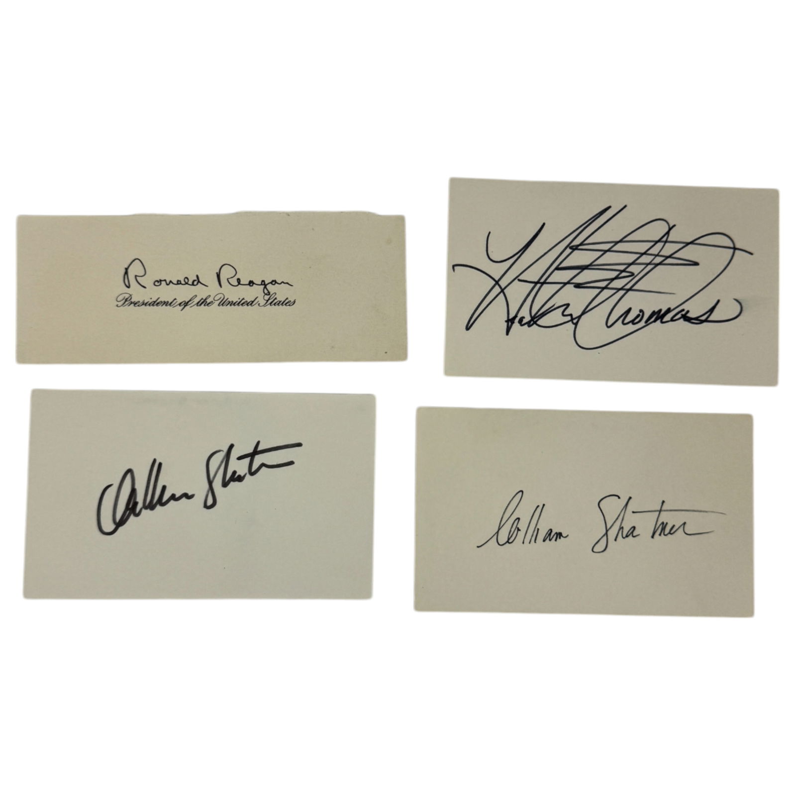 Cut Signature Lot – Ronald Reagan, William Shatner, Heather Thomas – Rare Collectible Autographs (1 of 3)