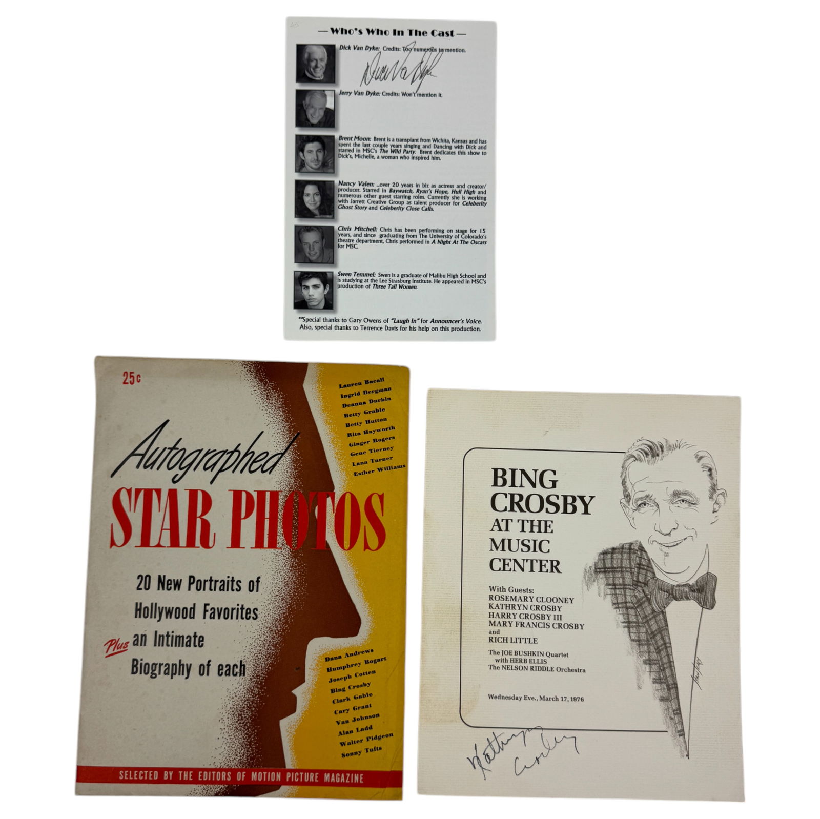 Rare Signed Memorabilia Lot – Dick Van Dyke Cast-Signed Show Program, Bing Crosby & Catherine (1 of 3)