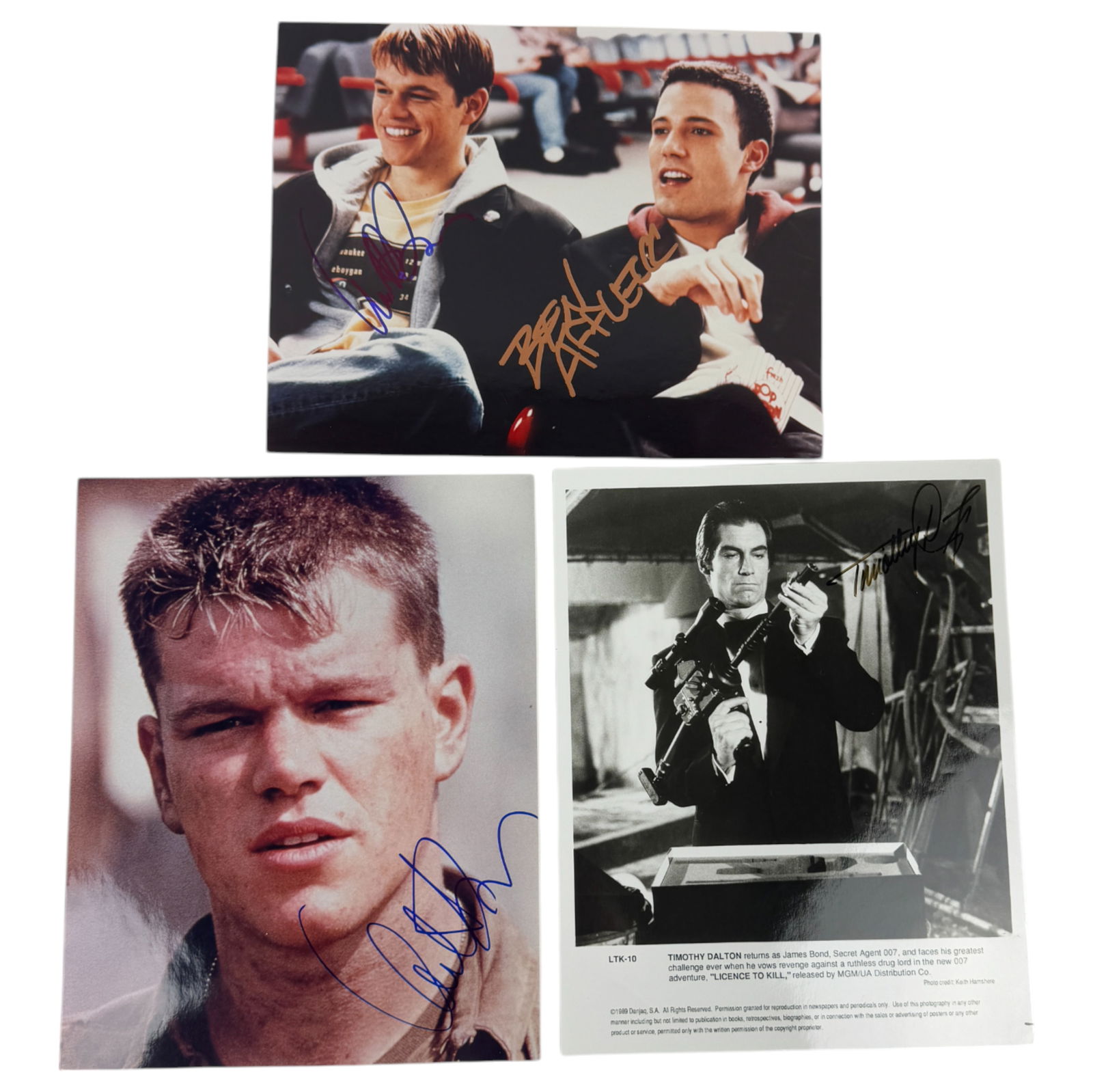 Original Signed Photo Lot – Matt Damon & Timothy Dalton – Set of 3 (8" x 10") (1 of 5)