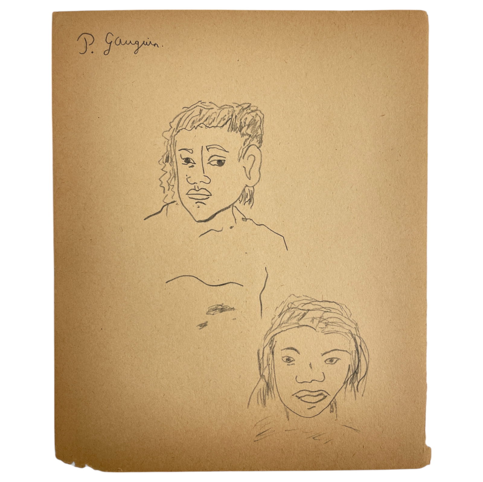 Paul Gauguin (1848-1903) Tahitian Drawing on Paper Study Signed Initials Upper Left Attributed (1 of 5)