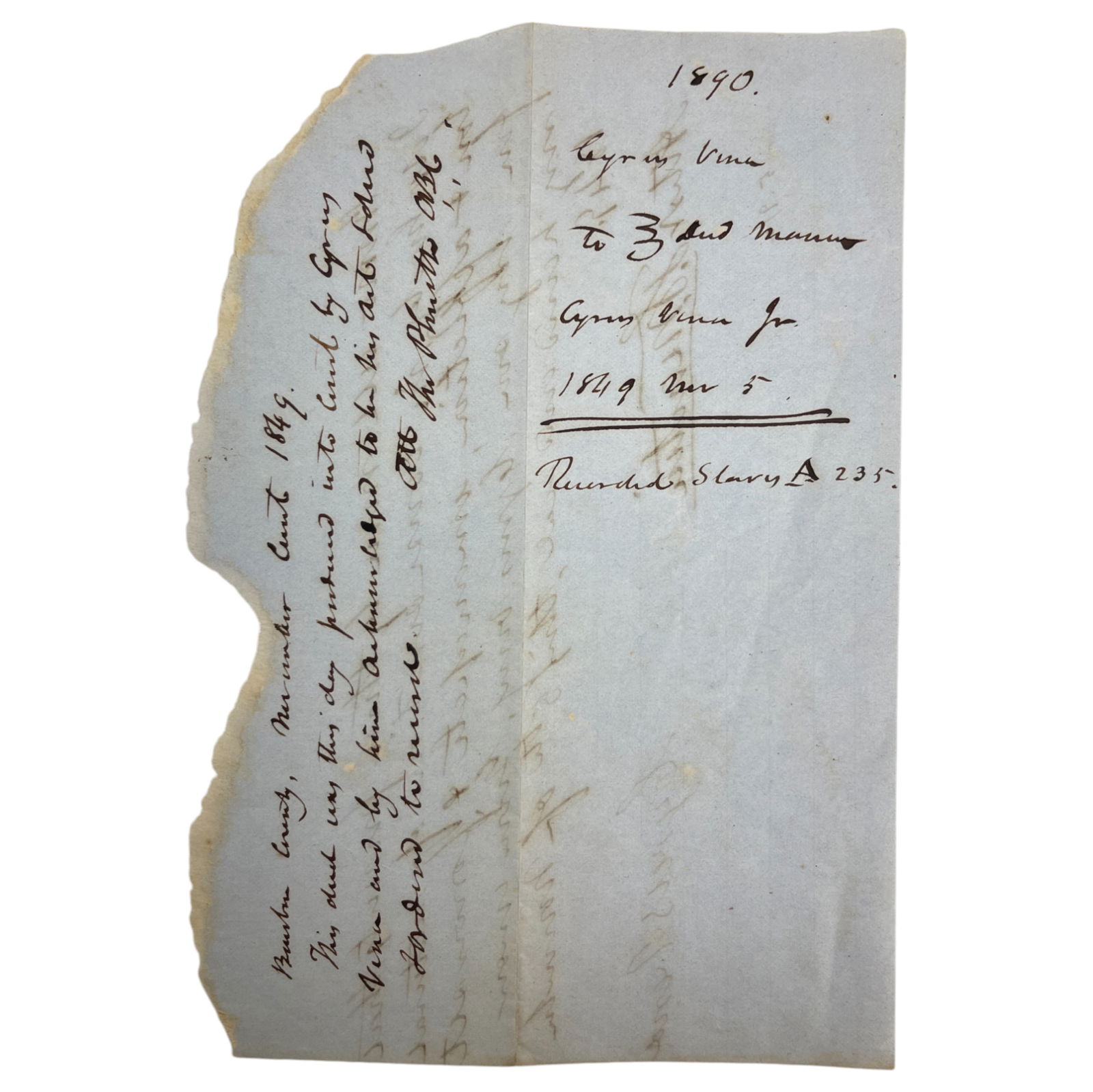 1849 Slave Document Letter Emancipation of Slave US Civil War Original Historic (1 of 2)