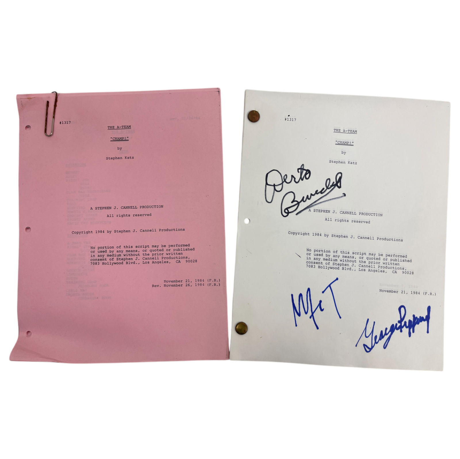 THE A-TEAM 1984 Cast Signed TV Show Movie Script (1 of 13)
