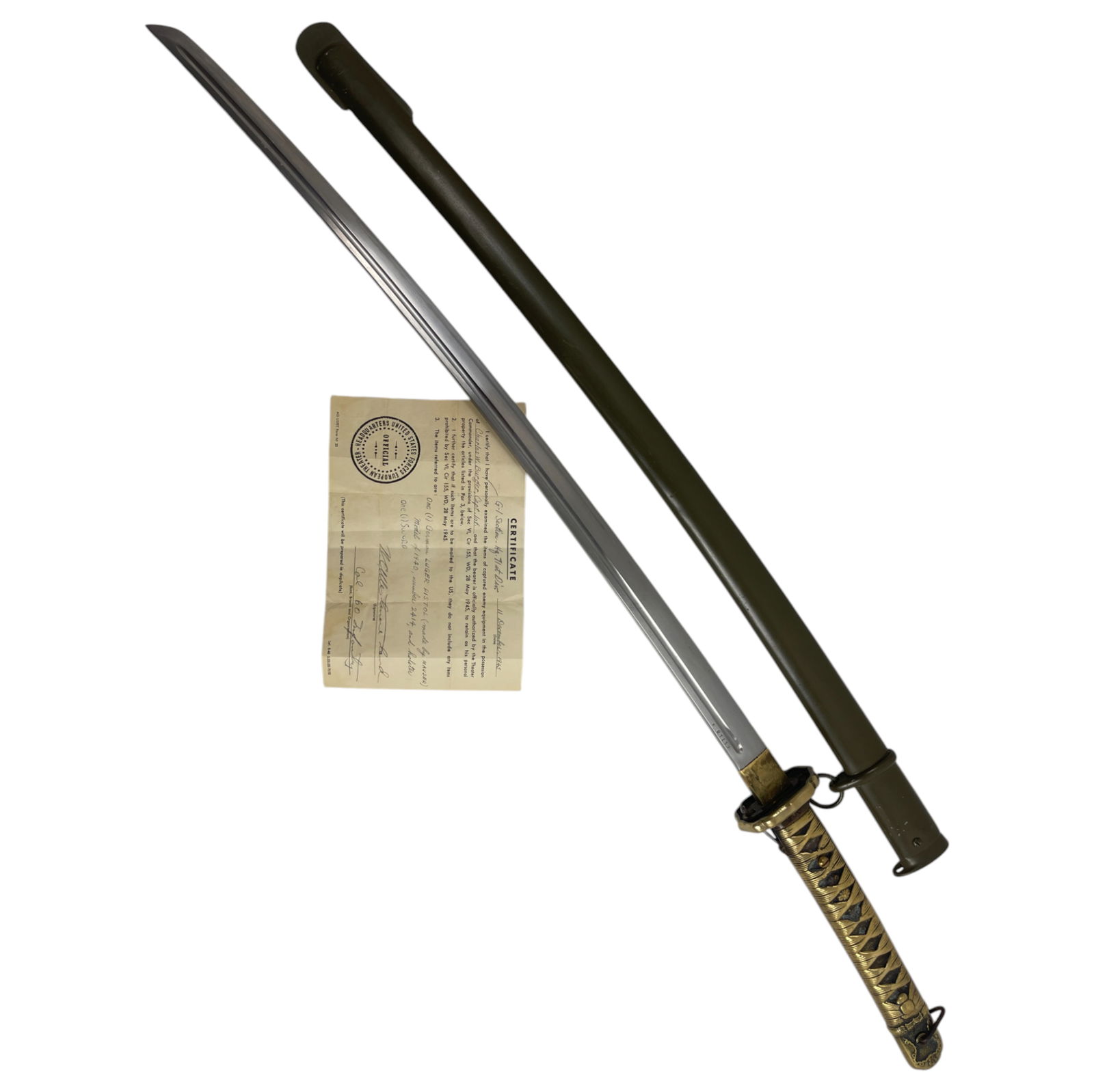 JAPANESE Samurai Katana Antique Sword WW2 WWII With 1945 Certificate (1 of 9)