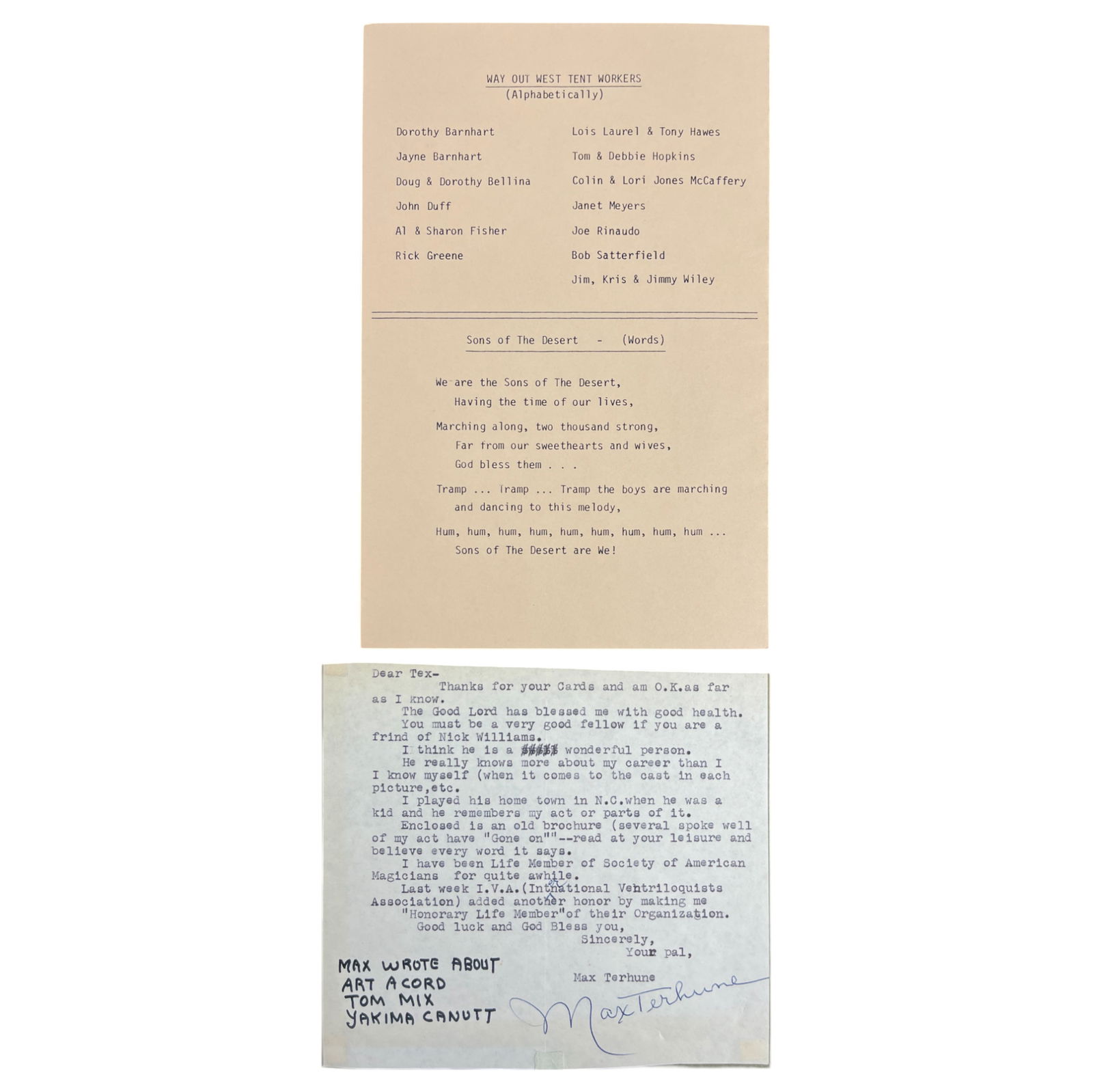 Way Out The West 19th Annual Banquet Cast Signed Invitation (1 of 6)