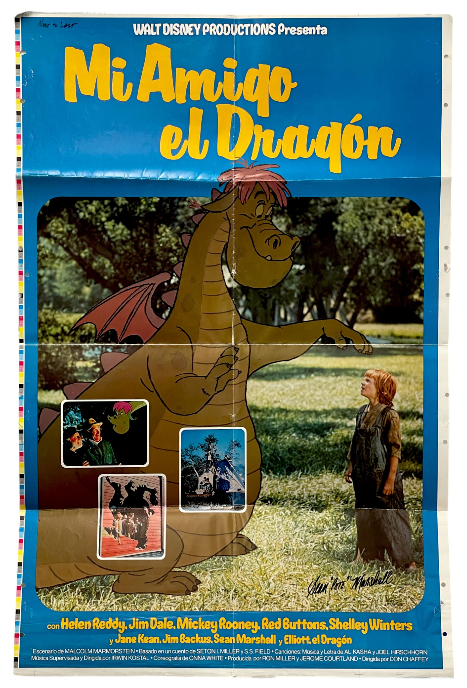 Pete's Dragon Foreign Movie Poster Printer's Proof Signed by Sean "Pete" Marshall (1 of 10)
