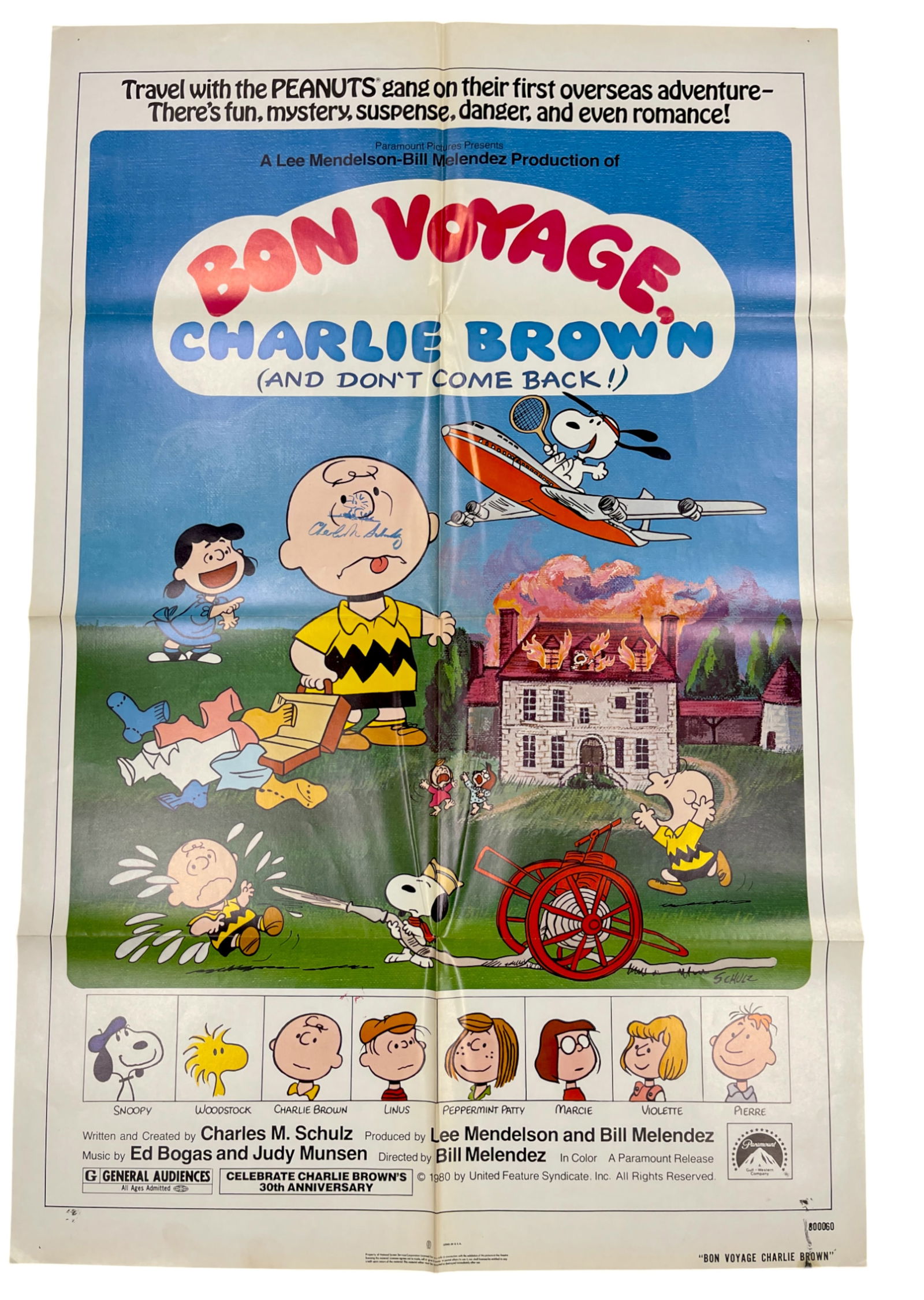 Bon Voyage, Charlie Brown (and Don't Come Back!!) 1980 Original Movie Poster SIGNED (1 of 7)