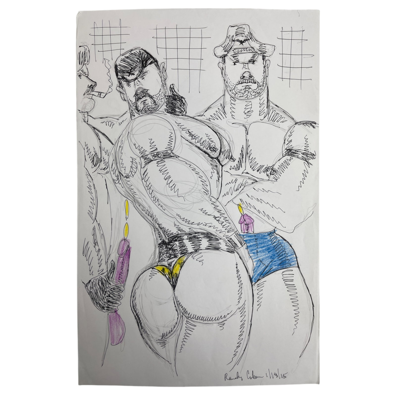 Randy Coleman Signed Gay Male Interest Drawing Illustration Art Original Erotic Nude Adults Only: Original Randy Coleman Signed Gay Male Interest Hand Drawing Illustration Art Erotic Nude Adults Only. Signed and dated. Size 11 x 13 1/2 inches.Artist and San Francisco Bay Times Columnist Randy Cole