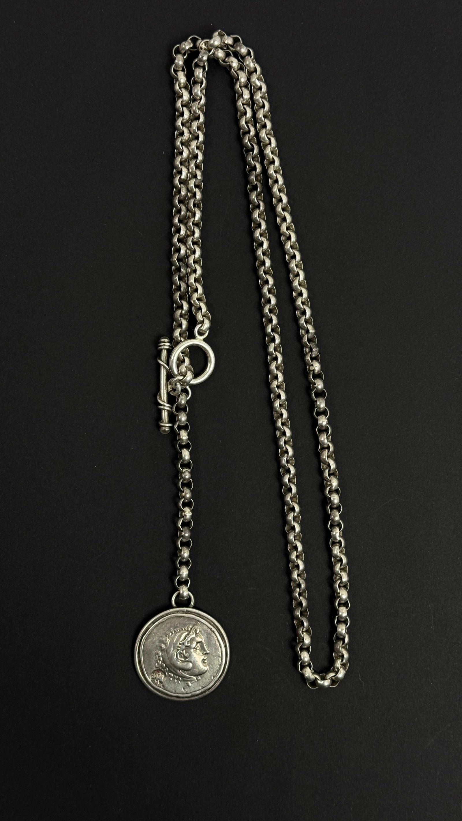 Ancient Coin Sterling Silver Pocket Watch Fob Chain (1 of 7)