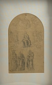 Pietro Perugino (1446-1523) Virgin with Four Saints Religious Pencil Study