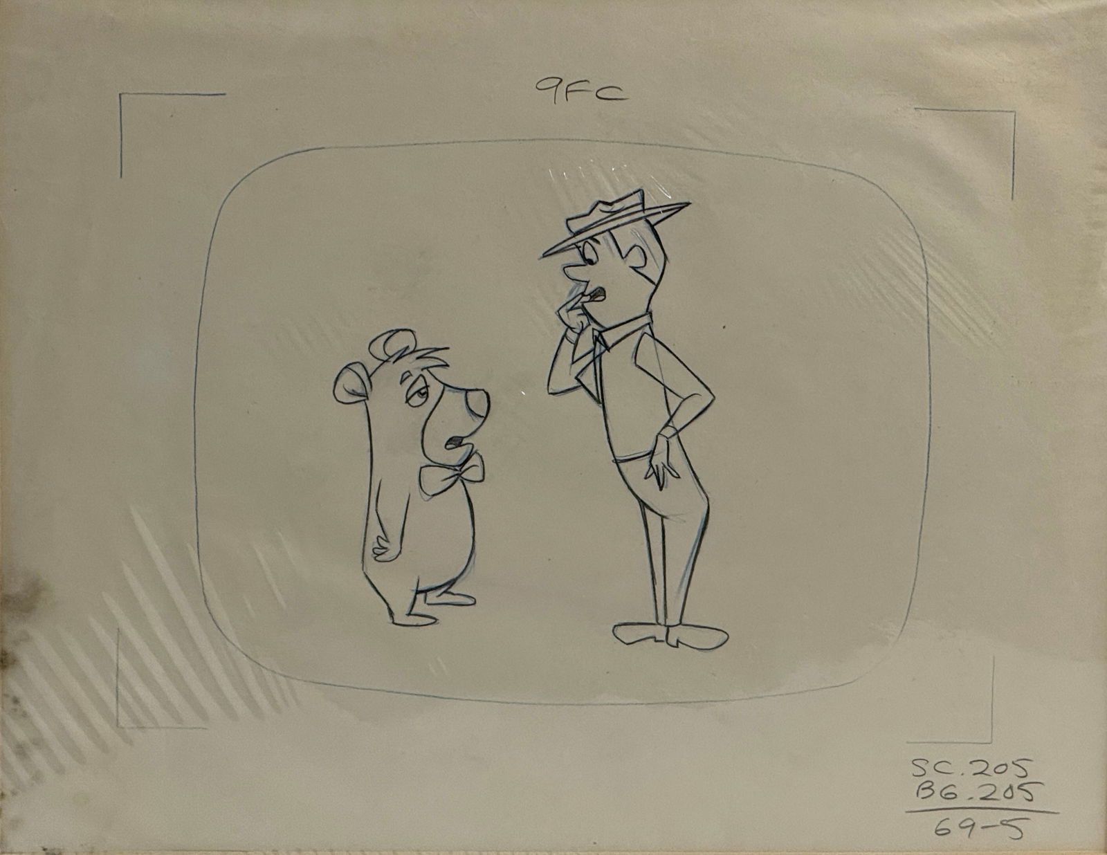 Hanna-Barbera Yogi Bear Show Original Pencil Character Layout Drawing (1 of 4)