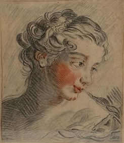 Antique Pencil Portrait Drawing of a Woman – Framed