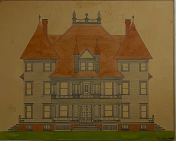 Frank Lloyd Wright (1867-1959) – Signed Drawing of Two and a Half Story Dwelling