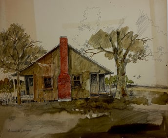 Andrew Wyeth (1917-2009) – Homestead Watercolor and Pencil on Board – Signed