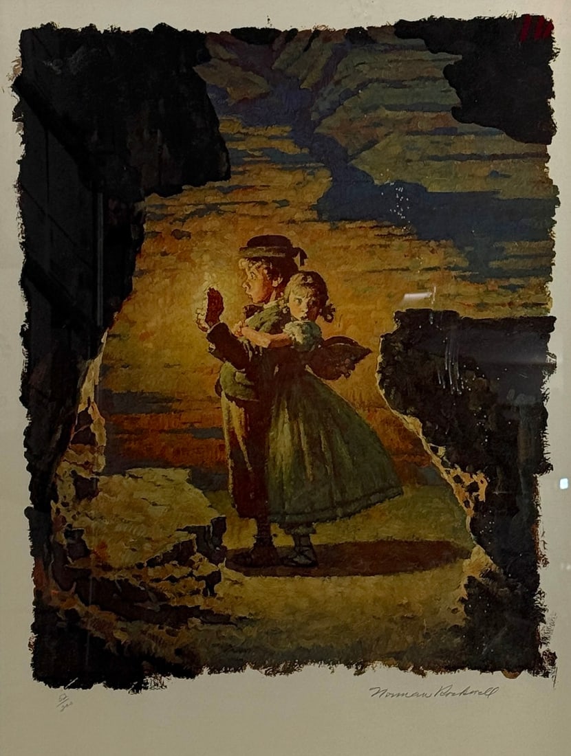 Norman Rockwell – Tom Sawyer & Becky Thatcher in Cave Signed & Numbered Lithograph COA Included (1 of 8)