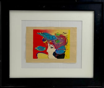 Peter Max "Flower Spectrum" Gouache Acrylic  on Paper, 11.9" x 8"