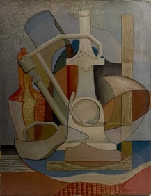 Cubist-Inspired Oil Painting by Ardath Kuhns, 1966