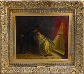 Antique Oil Painting on Canvas, Signed "de Crisctto" – Elegant Impressionist Composition
