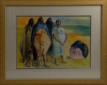 Francisco Zuniga Original Pastel and Charcoal Painting on Paper – Signed