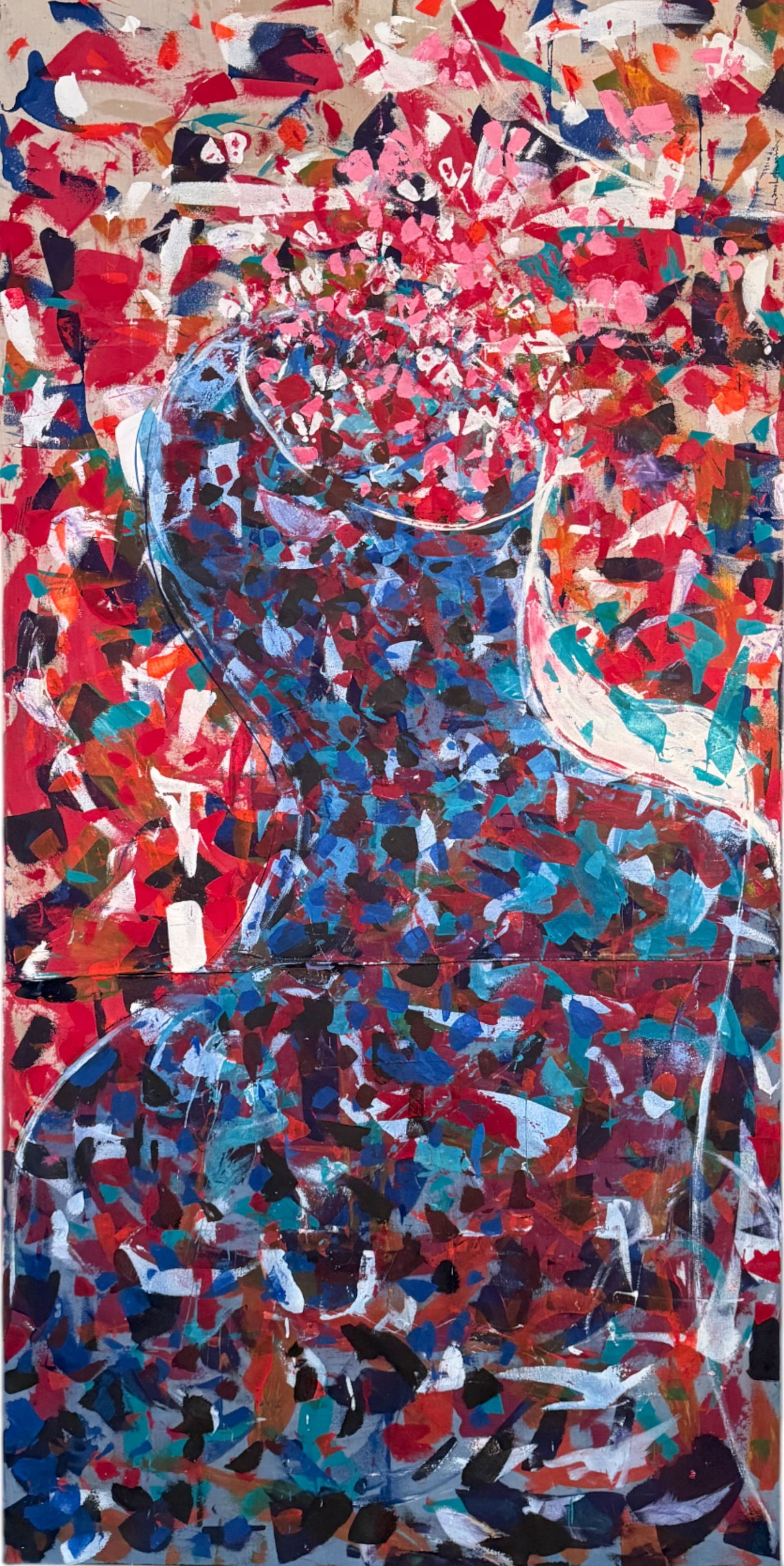 Hans Hofmann (1880-1966) – Signed Oil on Canvas Painting (96" x 48") Stitched Two-Panel: A monumental 96" x 48" oil on canvas painting by Hans Hofmann (1880-1966), one of the leading figures of Abstract Expressionism. Signed “Hans Hofmann” in the lower right, this dynamic piece is