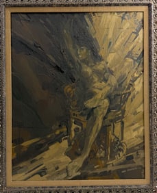Hal Ashmead – Abstract Oil on Canvas Painting of Nude Woman – Framed, Signed