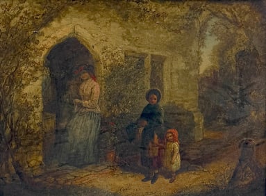 John Frederick Pasmore (British, 1841-1866) – A Visit to Aunt – Oil on Canvas
