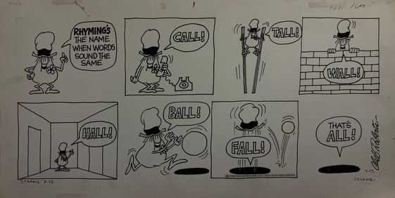 SESAME STREET Original Animation Storyboard Signed by Cliff Roberts