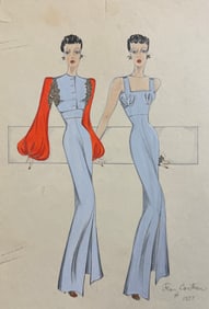 Jean Cocteau Costume Design Drawing Signed Lower Right Dated 1937