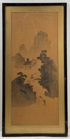 Antique Chinese Landscape Ink Painting on Silk