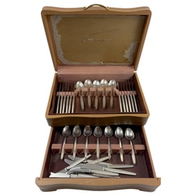 GEORG JENSEN Sterling Silver Flatware Spoon Knife Set 48 Pieces