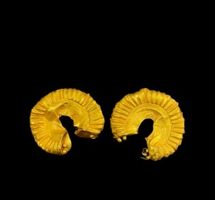 Achaemenid Ancient Persian 23K Gold Earrings, 6th-5th Century BC