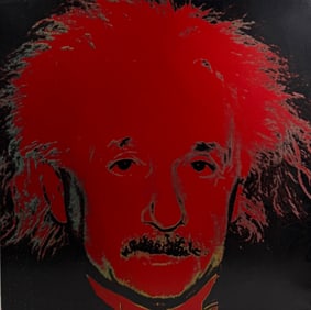 Steve Kaufman – Einstein II (Red) Screenprint, Signed & Numbered 135/195 on Verso – Stamped