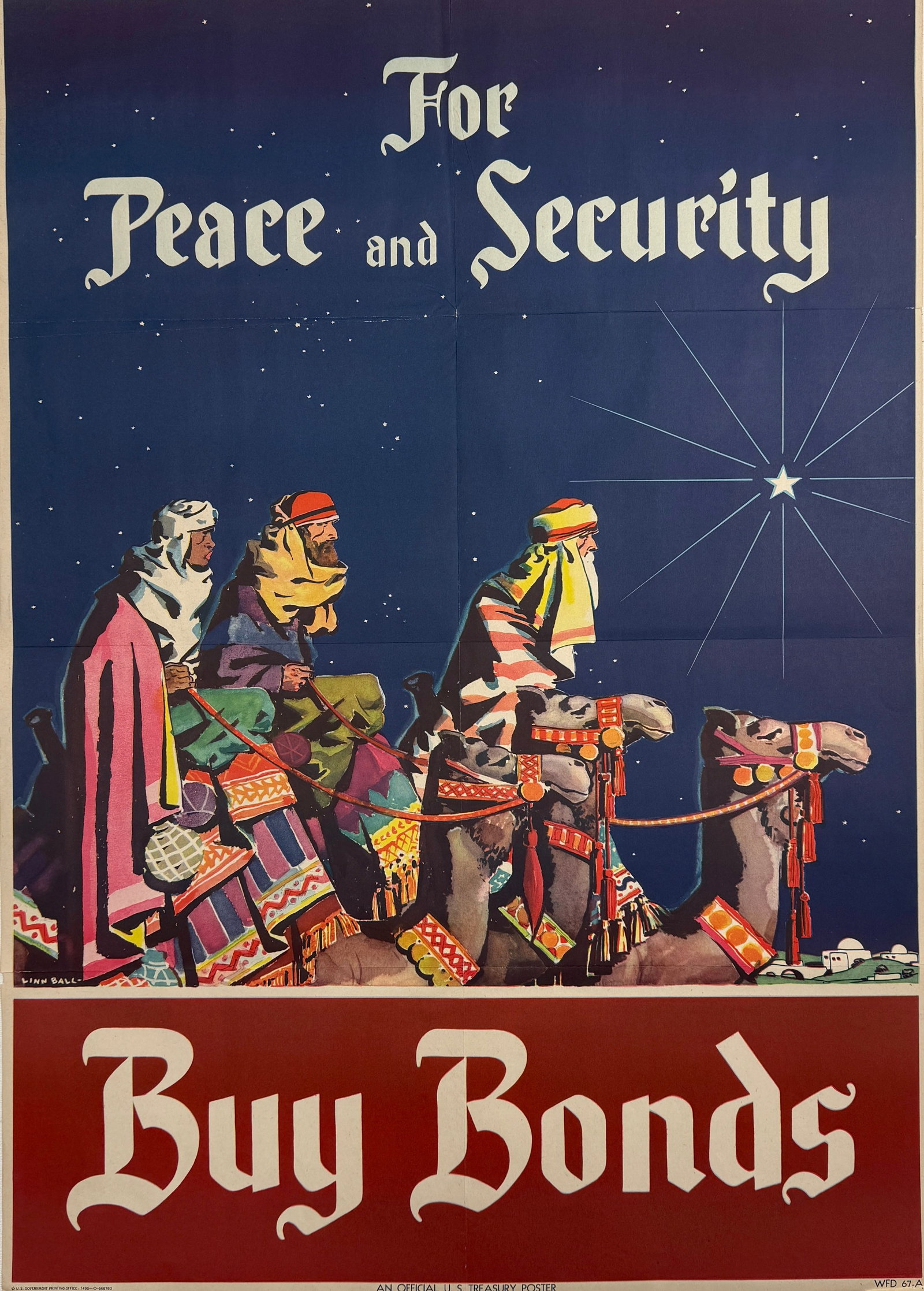 Original Vintage US Treasury Buy Bonds WWII Propoganda Poster (1 of 7)