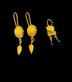 Ancient Roman 23K Gold Earrings, 1st-4th Century AD