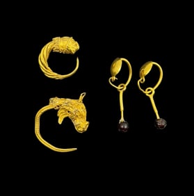Ancient Roman 23K Gold Earrings, 1st-4th Century AD