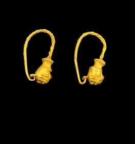 Ancient Greek 23K Gold Earrings, 200 BC