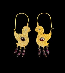 Ancient Roman 23K Gold Earrings, 1st-4th Century AD