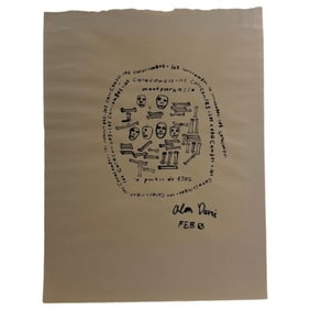 Alan Davie Pen Drawing on Paper Signed Dated 1963