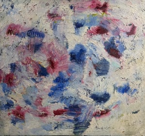 Walasse Ting  Chinese-American Untitled Painting Signed on Back