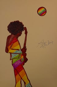 Jimi Hendrix Illustration Art Drawing, Signed – 1960s Soul Magazine