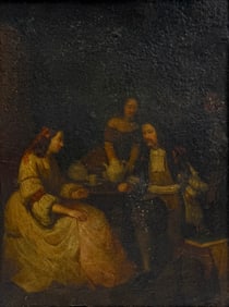 Antique Oil Paintings on Canvas Mounted on Board, Framed