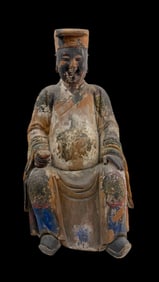 Chinese Lacquered Wood Figure of a Seated Bodhisattva