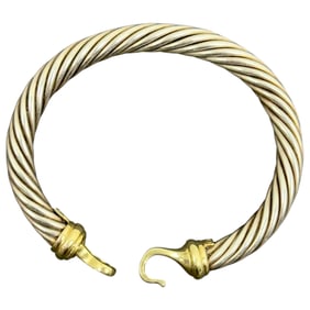 David Yurman Cable Buckle Sterling Silver & 14K Gold Bracelet