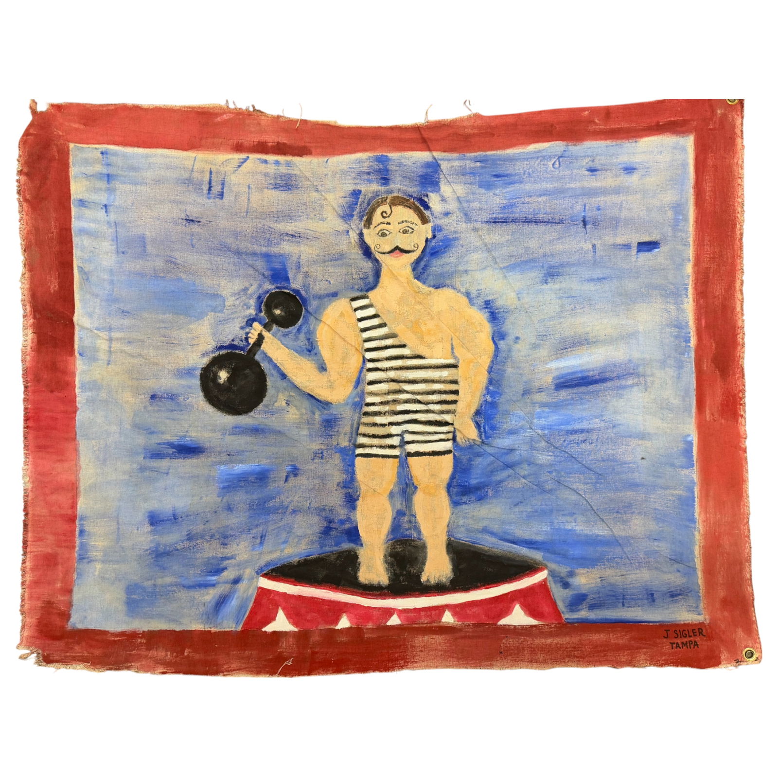 SIDE SHOW BANNER Circus Freak Show Signed J. Sigler Sideshow (1 of 10)