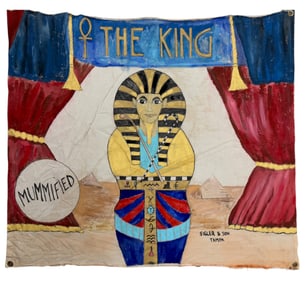 SIDE SHOW BANNER "The King" Circus Freak Signed Sigler & Son Sideshow