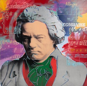 Steve Kaufman Beethoven Silver Oil Painting Screenprint Signed Pop Art AP 7/50