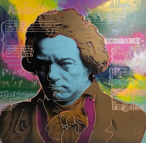 Steve Kaufman Beethoven Blue Oil Screenprint Signed Pop Art AP 7/50