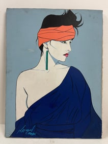 Patrick Nagel Signed Oil Painting on Canvas
