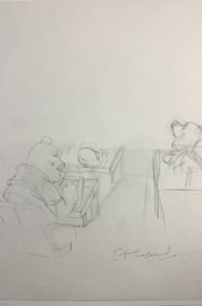 E.H. Shepard Drawing of "Winnie the Pooh" – Signed