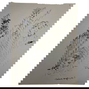 Costume Fashion Sketch on Paper Singed by KARL LAGERFELD: Costume Sketch on Paper Singed by KARL LAGERFELD 14" x 11"