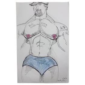 Randy Coleman Signed Gay Male Interest Drawing Illustration Art Original Erotic Nude Adults Only